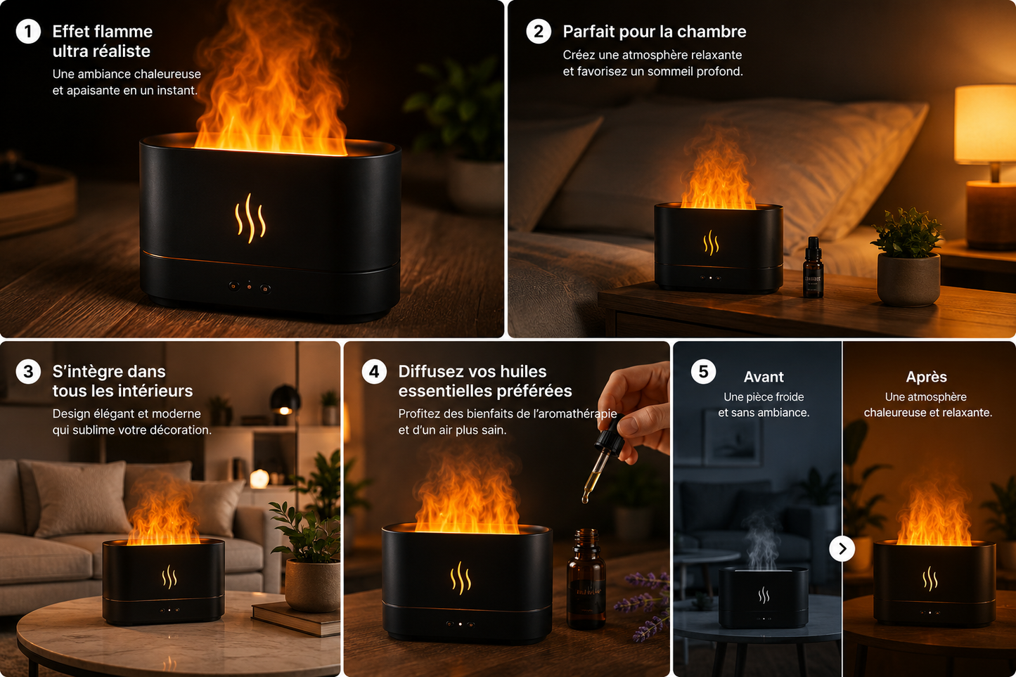 AuraFlame - Diffuseur d'Arômes Effet Flamme